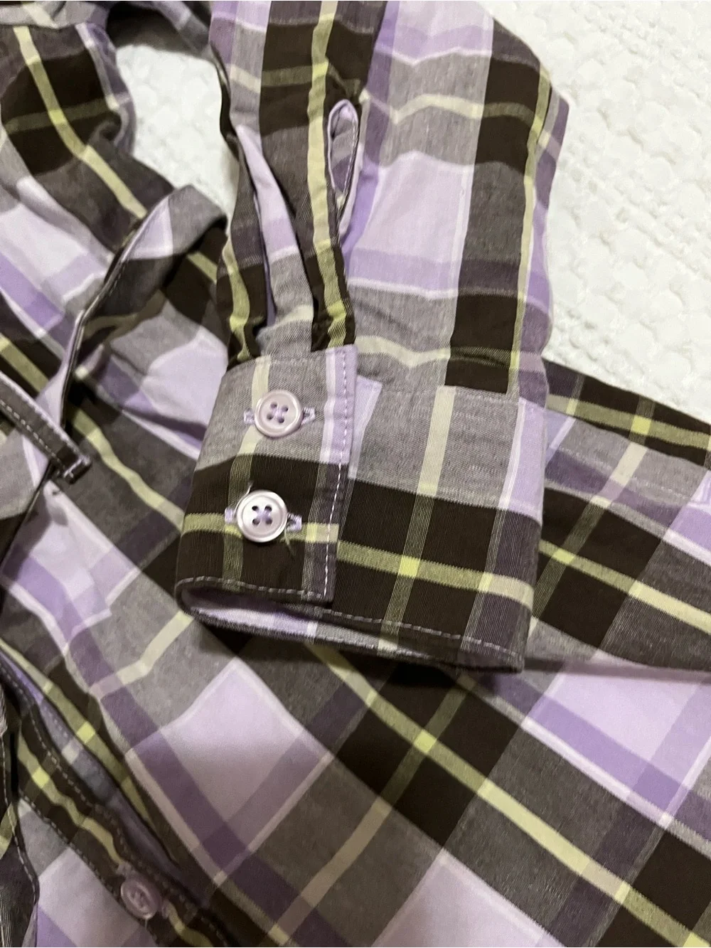 Gymboree Lavender Plaid Button-Front Shirt Dress Tie Waist Ruffle Placket Sz 6